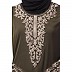 A-line abaya with Resham embroidery work- Olive Green